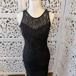 White House Black Market Cut in Lace Elegant Black Lace Dress NWT Sz 6